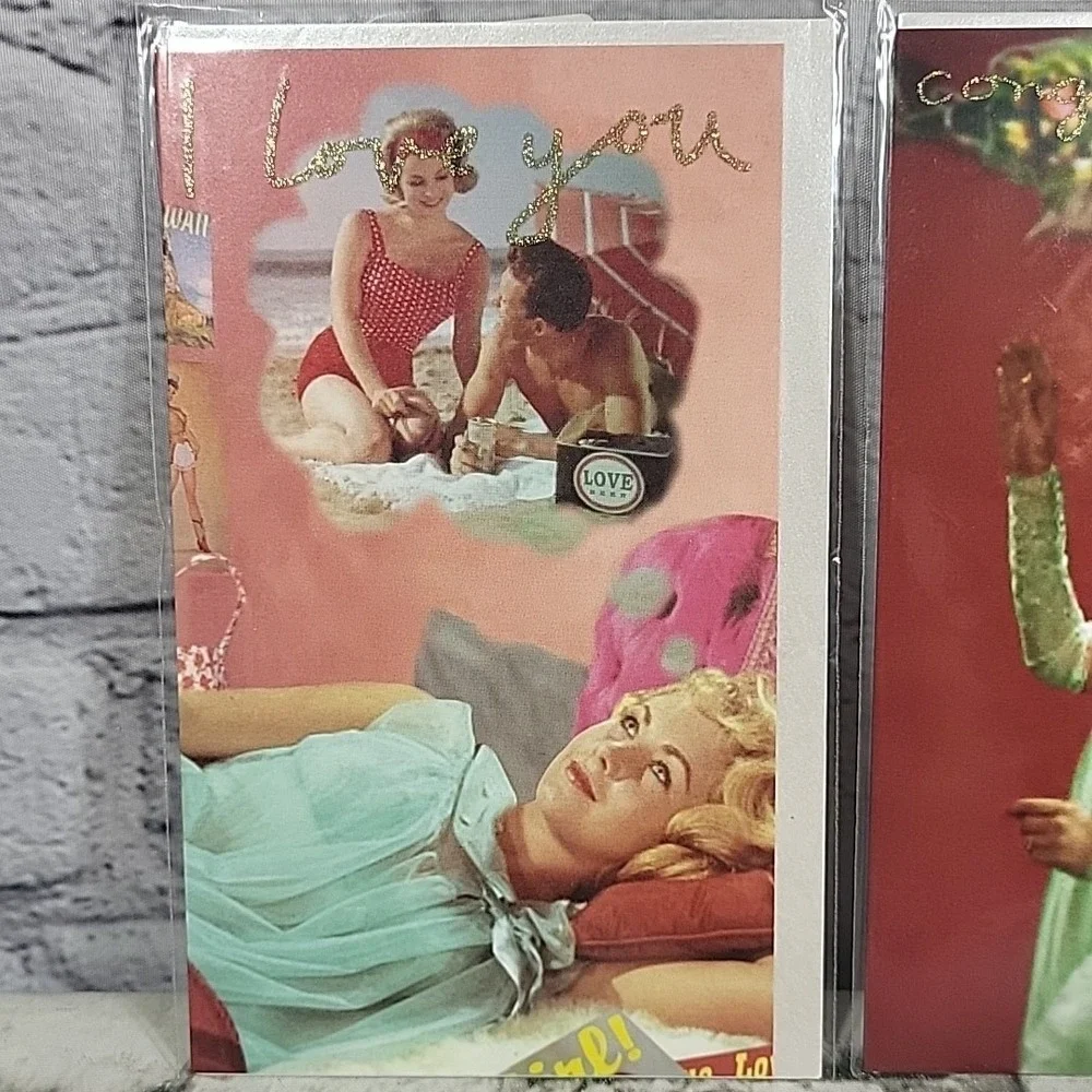 Congratulations Wedding Greeting Cards Retro Photos Lot Of 4 Sealed By Bikini